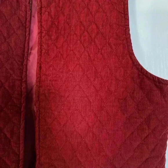 Pendleton womens 8 red/maroon corduroy Quilted Vest vintage full zip pockets - Picture 2 of 10